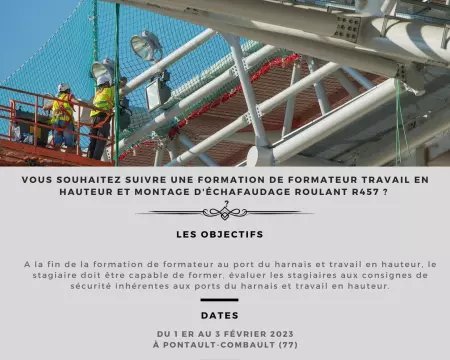Vous souhaitez suivre une formation de formateur travail en hauteur et montage d'&eacute;chafaudage roulant R457
